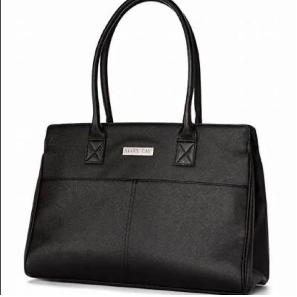 Mary Kay Large Black Leather Consultant Tote Bag.